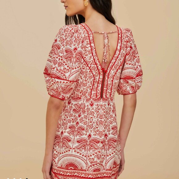 NEW W/ TAG! Red Floral River Ride Lenzing Ecovero Euroflax Mini Dress - XS - Picture 4 of 4